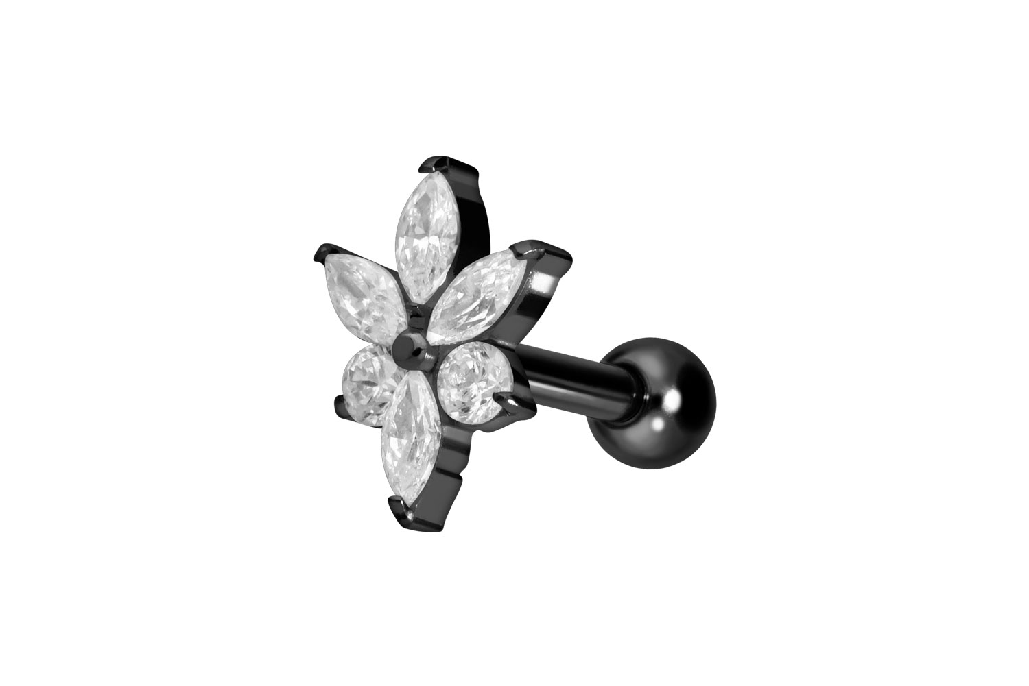 Titan Ohrpiercing mit Innengewinde KRISTALLBLUME